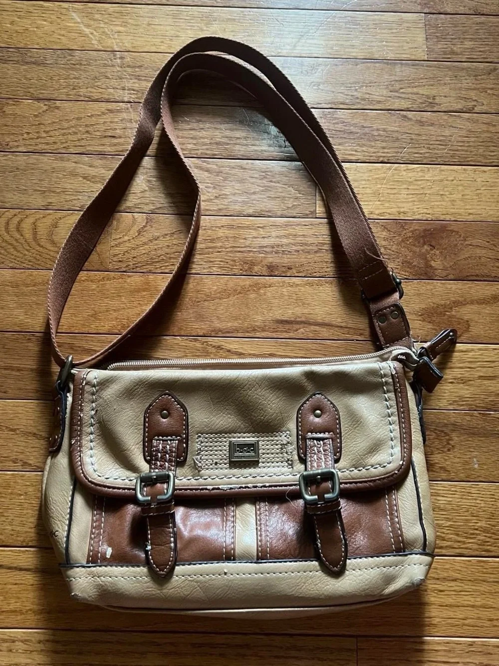 b.o.c. Y2K Two-Tone Brown Crossbody Messenger Bag Purse